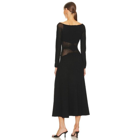 SOVERE Tilt Knit Dress in Black XSmall Womens Midi Sweater Cut out - Picture 3 of 13